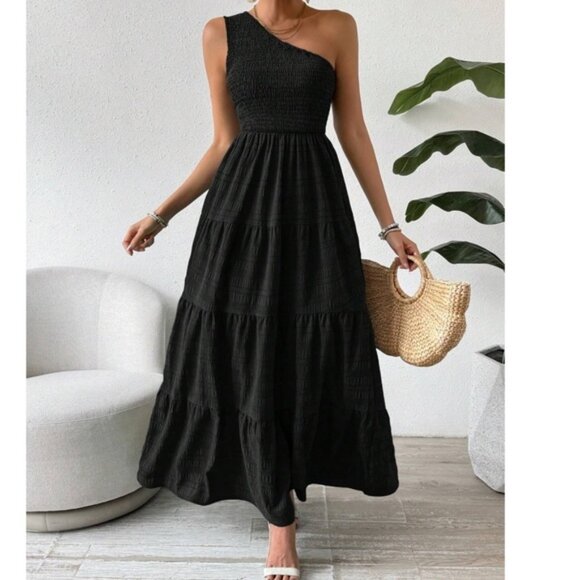 Boho One Shoulder Lace Minimalist Dress - Picture 1 of 4